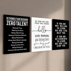 Wooden Framed Canvas Painting, 3 Counts/set Modern Minimalist Design Inspirational Canvas Poster, Wall Art Decor for Home Living Room Bedroom Office