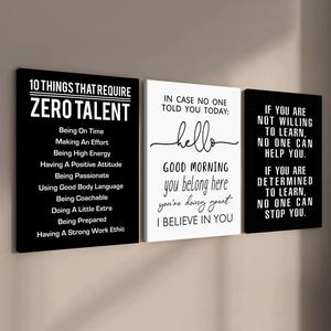 wooden framed canvas painting, 3 counts/set modern inspirational canvas poster, wall art decor for home living room bedroom office, photo tiles