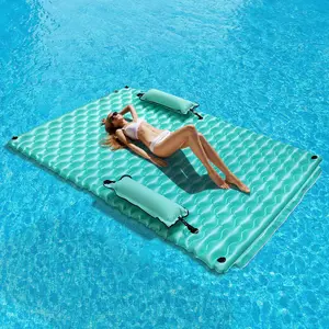 Inflatable Floating Mat 114'' X 72''-Pool Float Lake Floats for Adults with Pool Hammock Pool Mats for Floating Swimming Pool, Beach, Lake for Summer Water Party