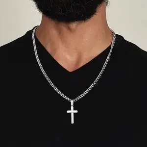 1pc "to My Son" Stainless Steel Cross Pendant Necklace, Birthday Gift, Valentine's Day Gift, Christmas Gift, with Card and Gift Box Packaging, the Perfect Gift for Loved Ones