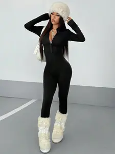 Women's Casual Jumpsuit, Long Sleeve, Perfect for Elegant Gatherings, Home Comfy Parties, Daily Wear, Outdoor Simple Style, Soft Fabric