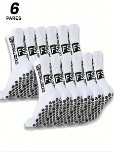 1/3/6 Pairs Football Socks, Sock Sets, Ankle to Shin, Fs Blocks, Silicone, Mesh Panel, Moisture-Wicking, Sporty Style, All Seasons