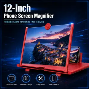 Shop Exclusive Flash Sale 12" Smartphone Magnifier Personal Theater for Gaming & Streaming HD Anti-Glare Cellphone Stand Black