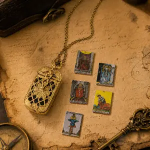 Tiny Tarot Deck Necklace, 22 Mini Tarot Cards Pendant, Tarot Jewelry for Women and Men tiktokshopspringglowup