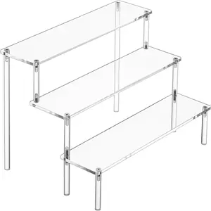 Large Acrylic Display Risers, Perfume Stand Organizer, Clear Acrylic Shelf Risers for Display Stands for Food, Tabletop Use, Amiibo Funko POP Figure.