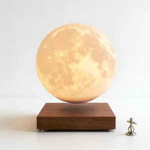 Magnetic Levitating Moon Lamp – Floating Moon Globe with Wooden Base, 3D Lunar Night Light Decor