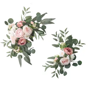 Set of 2 Artificial Flower Signs for Wedding Welcome Display, Elegant Spring and Summer Decor for Ceremony and Reception, Home Decoration Bouquet
