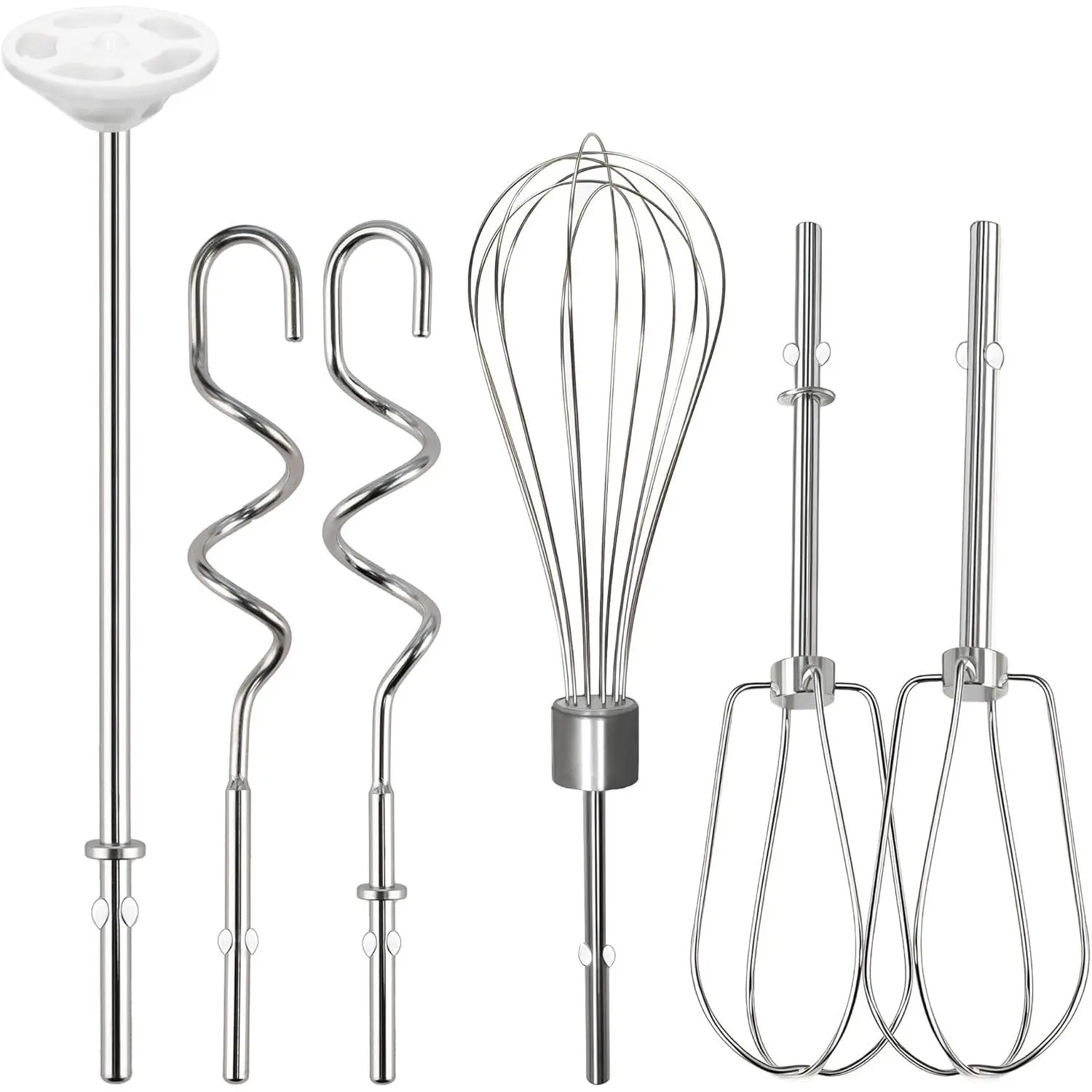 Hand Mixer Beaters Attachments for  KHM512 KHM6118 KHM7210 KHM926, Including Turbo Beater, Pro Whisk, Dough Hooks, Blending Rod, Set of 6
