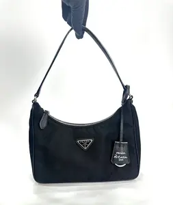 Pre-owned Prada Black Nylon Hobo Shoulder Bag D0044