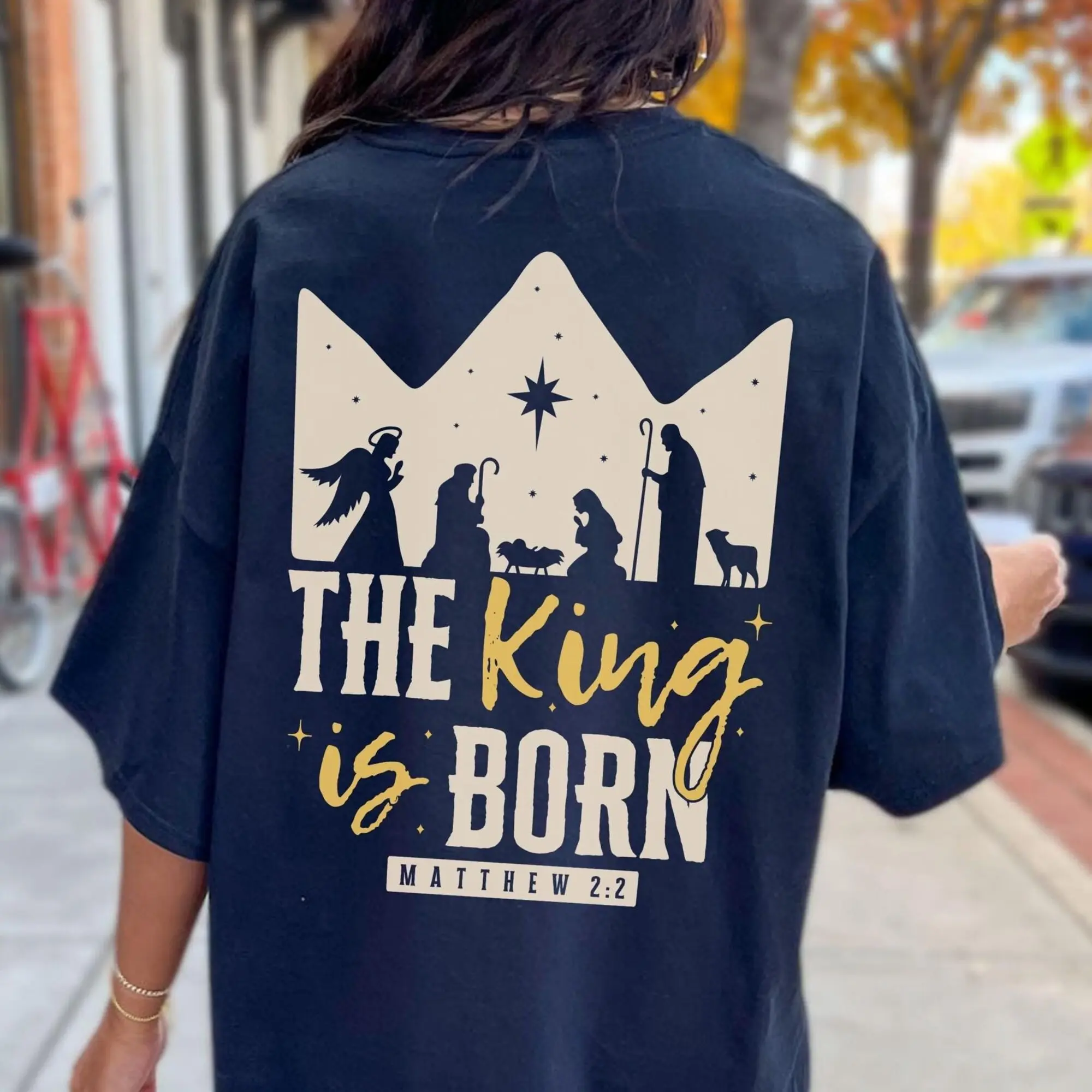 Retro Religious Christmas Dad Shirt - The King Is Born Men's Nativity Tee, True Story Comfort Colors Shirt