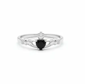 Sterling Silver Onyx Claddagh Ring