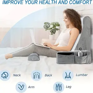 Adjustable Reading Pillow with Headrest and Back Support, Detachable Armrests, Suitable for Bed or Floor Rest, Precision Support