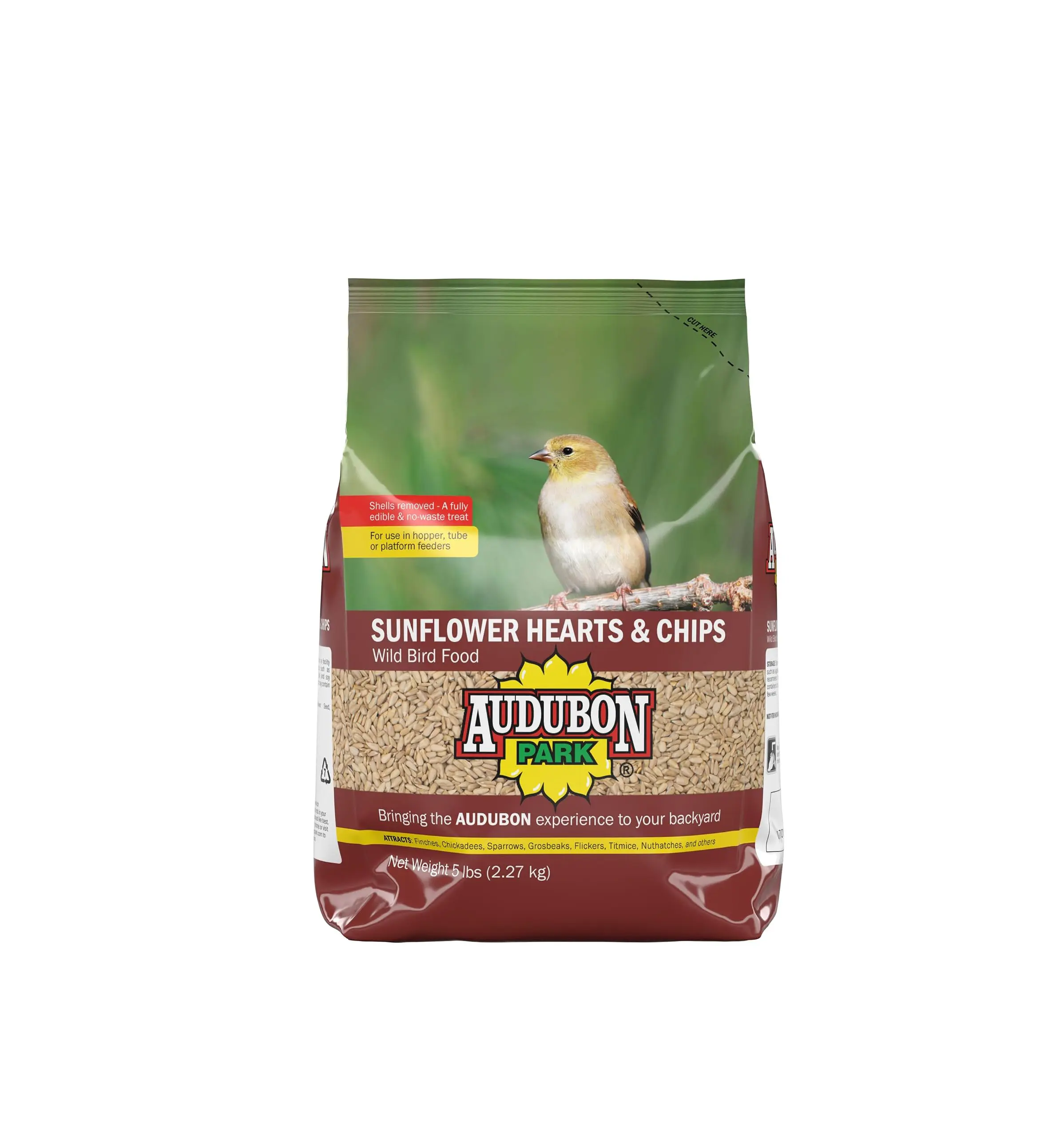 Audubon Park Sunflower Hearts & Chips Wild Bird Food, No-Mess Bird Feed, 5-lb Bag
