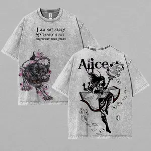 Alice Madness Returns I am not crazy Horror Game Oversize Washed Tshirt unisex graphic game movie Gaming Top graphic t-shirts