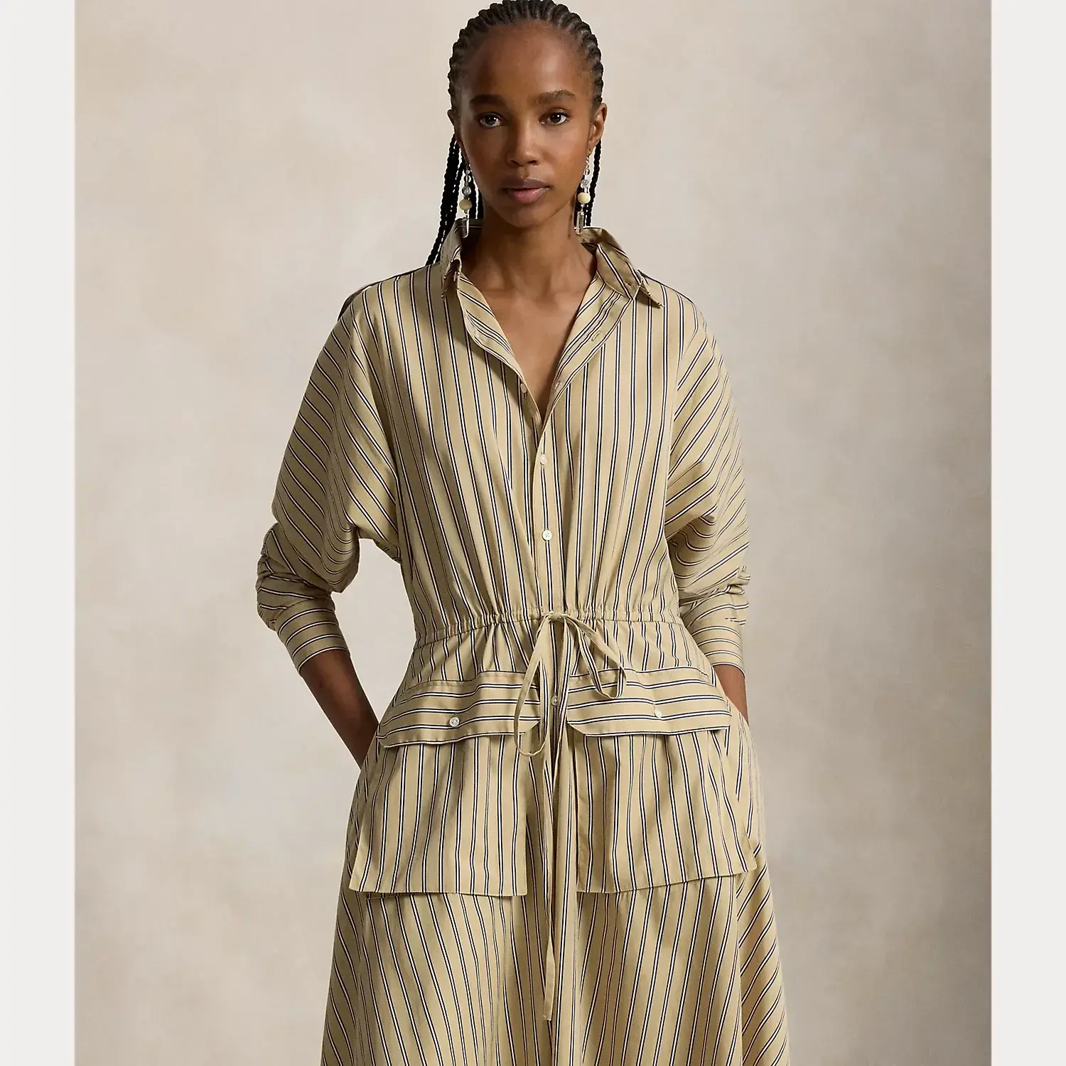 Polo Ralph Lauren - Striped Cotton Canvas Utility Shirtdress
