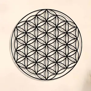 Flower Of Life Pattern Hanging Decor, Metal Hanging Decor, Minimalist Modern Decor, Interior Wall Decor, Wall Art for Home Living Room Bedroom, Garden, Patio, Yard Decoration, Ornaments