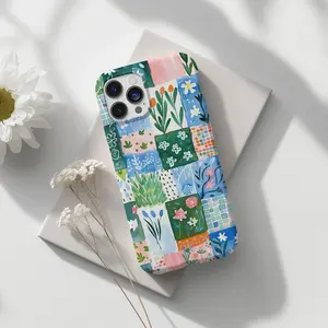 Patchwork Quilt Tile Grandma Chic Aesthetic Floral Boho Cute Spring Trendy Phone Case  for iPhone 11 12 13 14 Plus 15 Pro 16 Pro Max 17 Air