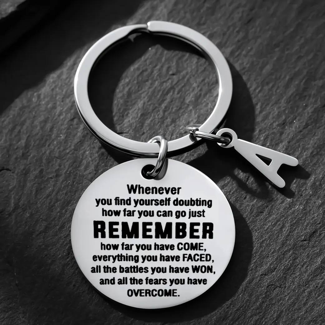 Unisex Engraving Metal Parts Keychain - Corrosion Resistant, Rustproof, Everyday Carry, Stay Strong Recovery Gift for Sobriety, Cancer Survivor (AA Warrior, Post Surgery Sympathy Option), Engraving Keychains, Metal Parts Keychains