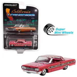 Greenlight 1:64 California Lowriders 1964 Chevrolet Impala Lowrider - Pink with Roses #63010-A