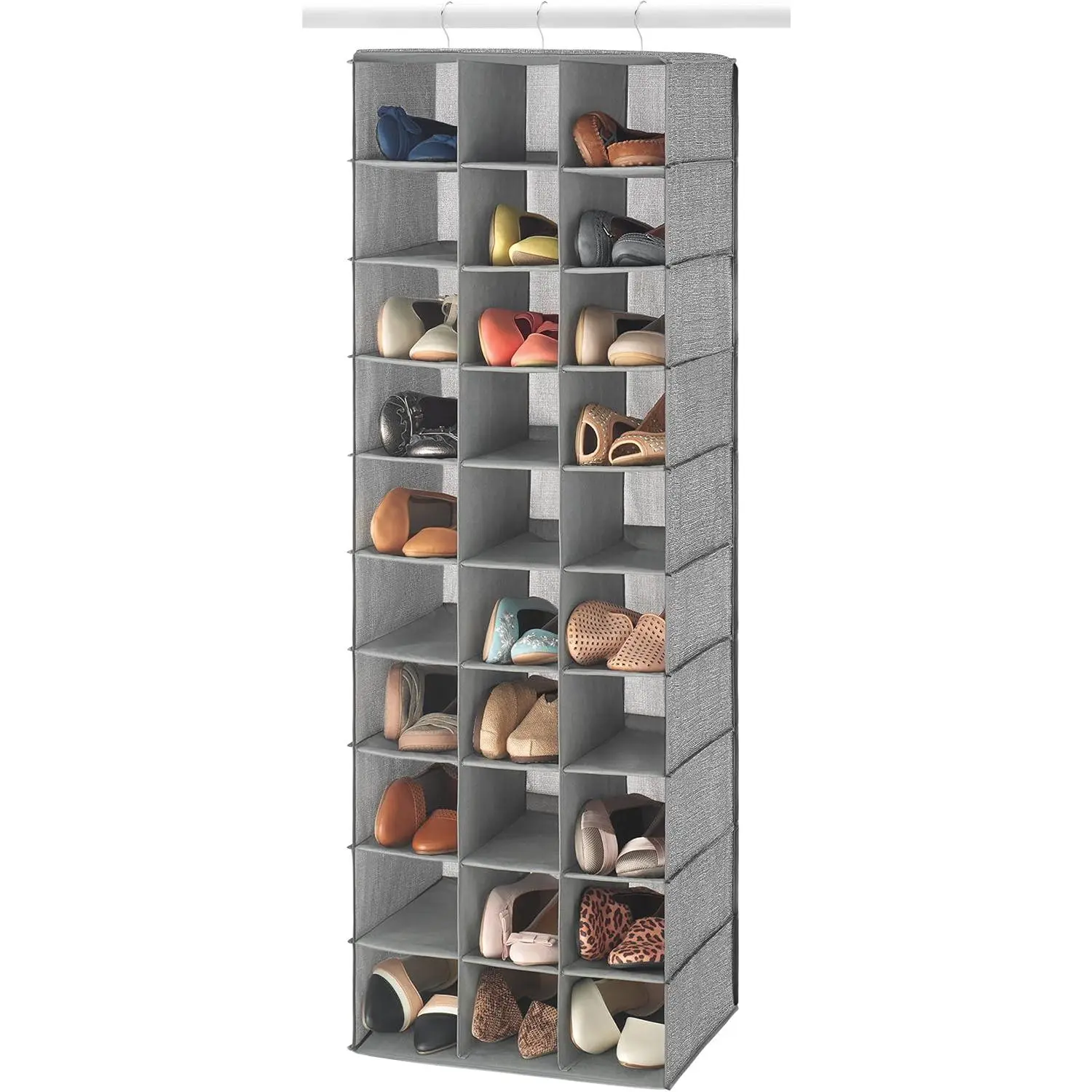 Whitmor 30-Section Hangable Clothing Rack Organizer, Durable Metal Closet Storage with Breathable Fabric, Space-Saving Solution for Bedroom Dorms