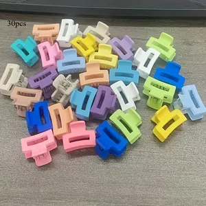 30PCS Women Candy Color Basic Mini Size Hair Claw Girl's Cute Rectangle Hairclips Hairpins Non-Slip Hair Accessories