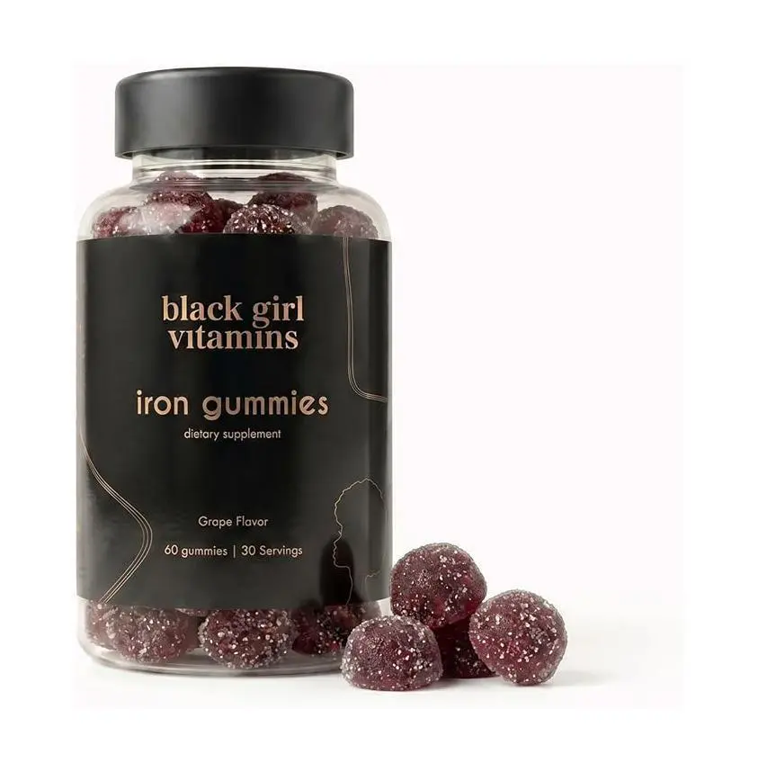 Black Girl Vitamins - Iron Gummies (20 mg), Supports Iron Deficiency & Anemia, Gluten-Free, Gelatin Free, Made in The USA (Grape, 60 Count) 30 Day Supply