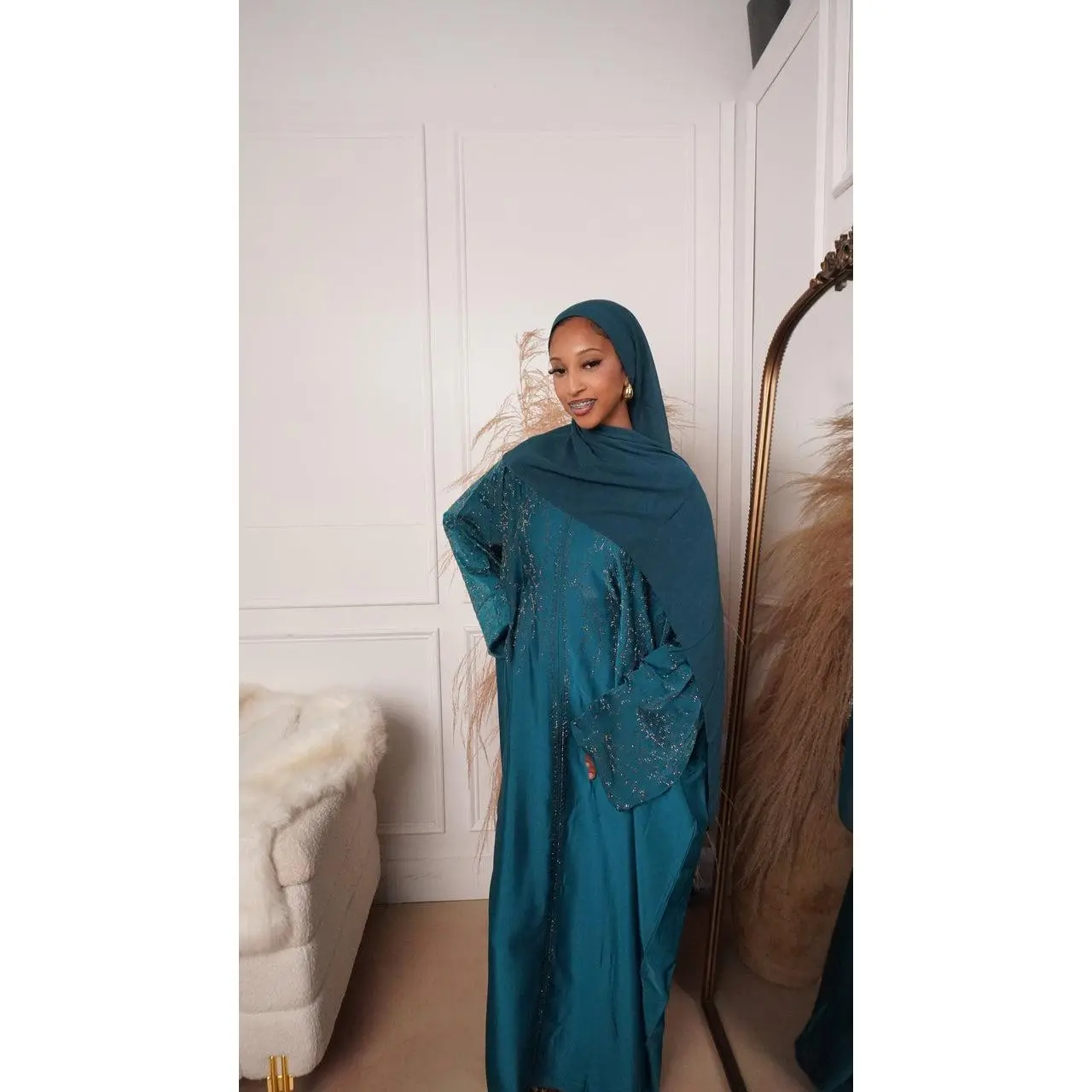 Teal Noor abaya set