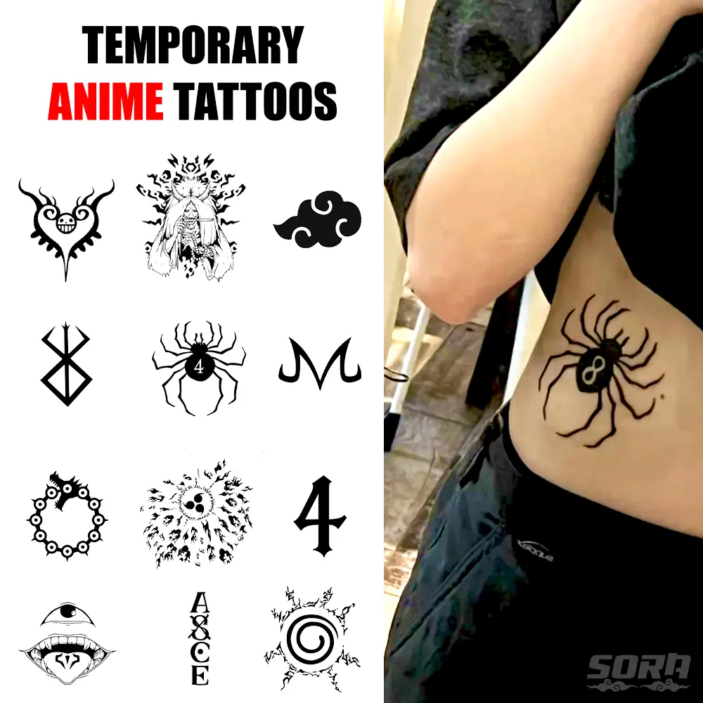 Anime Temporary Tattoos (1-2 Weeks) - Body Art Naruto One Piece HxH Anime Temporary Tattoos (1-2 Weeks) - Body Art Naruto One Piece HxH