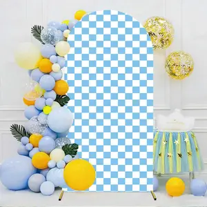 Wedding photo banner entrance 7.2FT,6.6FT, 6FT Arch Backdrop Cover Spandex Fitted ColorfulFabric Stand Covers with Zipper for Baby Shower BirthdayParty Wedding Photo Background Graduation Decorations No Stand Included