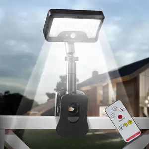 Clip On Solar Lights Outdoor with Motion Sensor, with Remote Control, 360°Rotatable & Vertically Adjustable Solar Fence Lights with 92 LEDs (600 LM, 3 Colors), Waterproof Security Light for Deck, Gutter, Camping, Solar Patio Lights