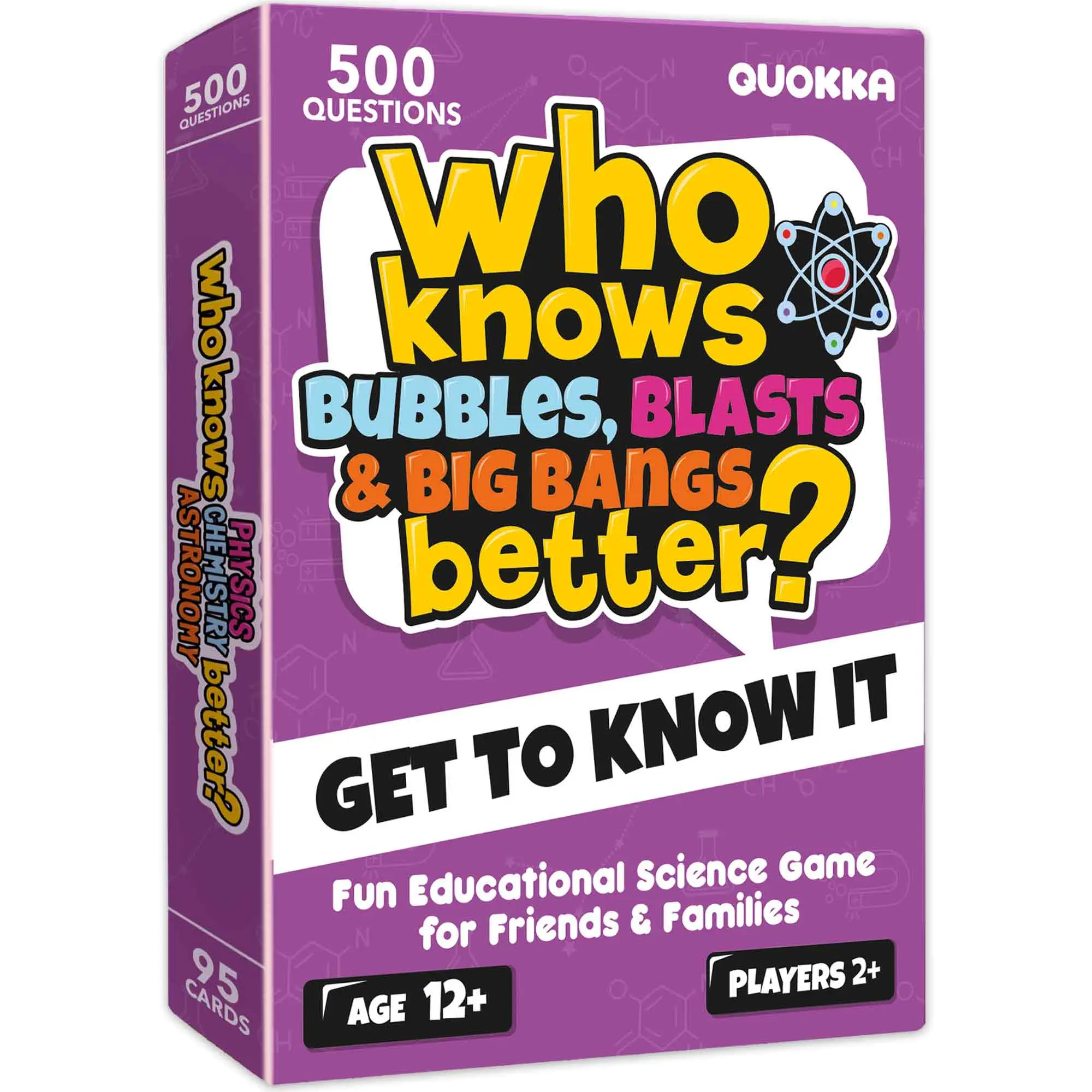 QUOKKA Science Focus Trivia Card Game - 500+ Chemistry & Physics Questions, Fast-Paced Interactive Learning Tool, Fun Family Screen Time Alternative, 2+ Players, 12+ Years, 3x4 in