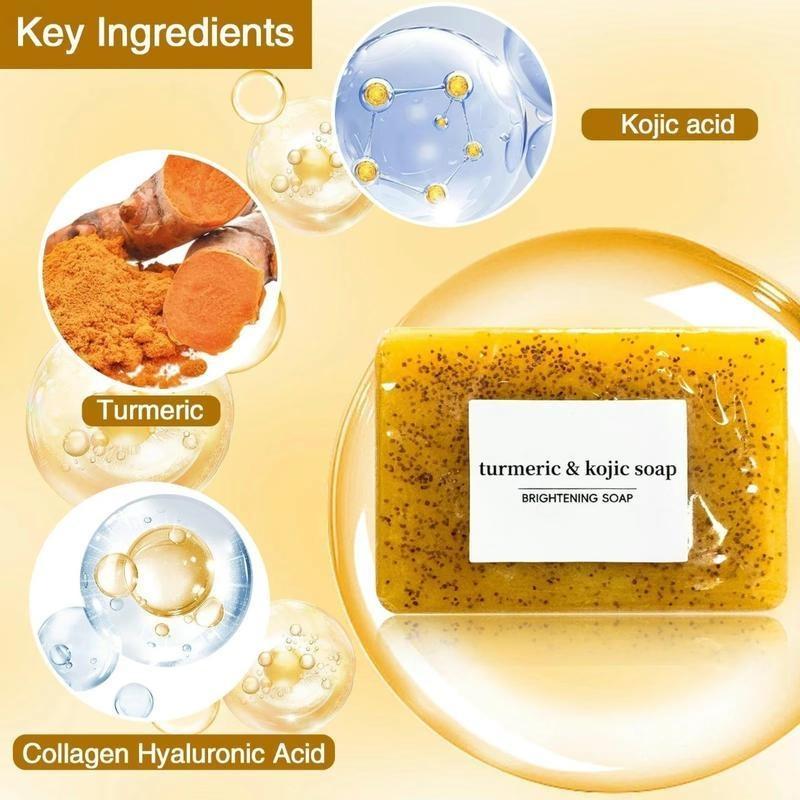 Buy 3 Get 3 Lemon Turmeric Kojic Acid Cleanser Bar, Brightening Organic Bath & Shower Body Care Bar for Dark Spot Removal