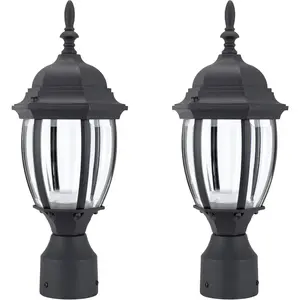 LED Outdoor  Light, 15.6''   Pole Lantern, 3000K Warm White, 9.5W 800LM, Outside Lamp  for Yard Driveway Patio, Black (2-PK)