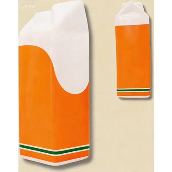 Vintage Orange Juice Carton Ceramic Vase - Handmade, No Glue Needed, Retro Novelty Home Decor Artwork for Kitchen - Floral Centerpiece, Eclectic Room Accent, Reusable Container, Unique Gift