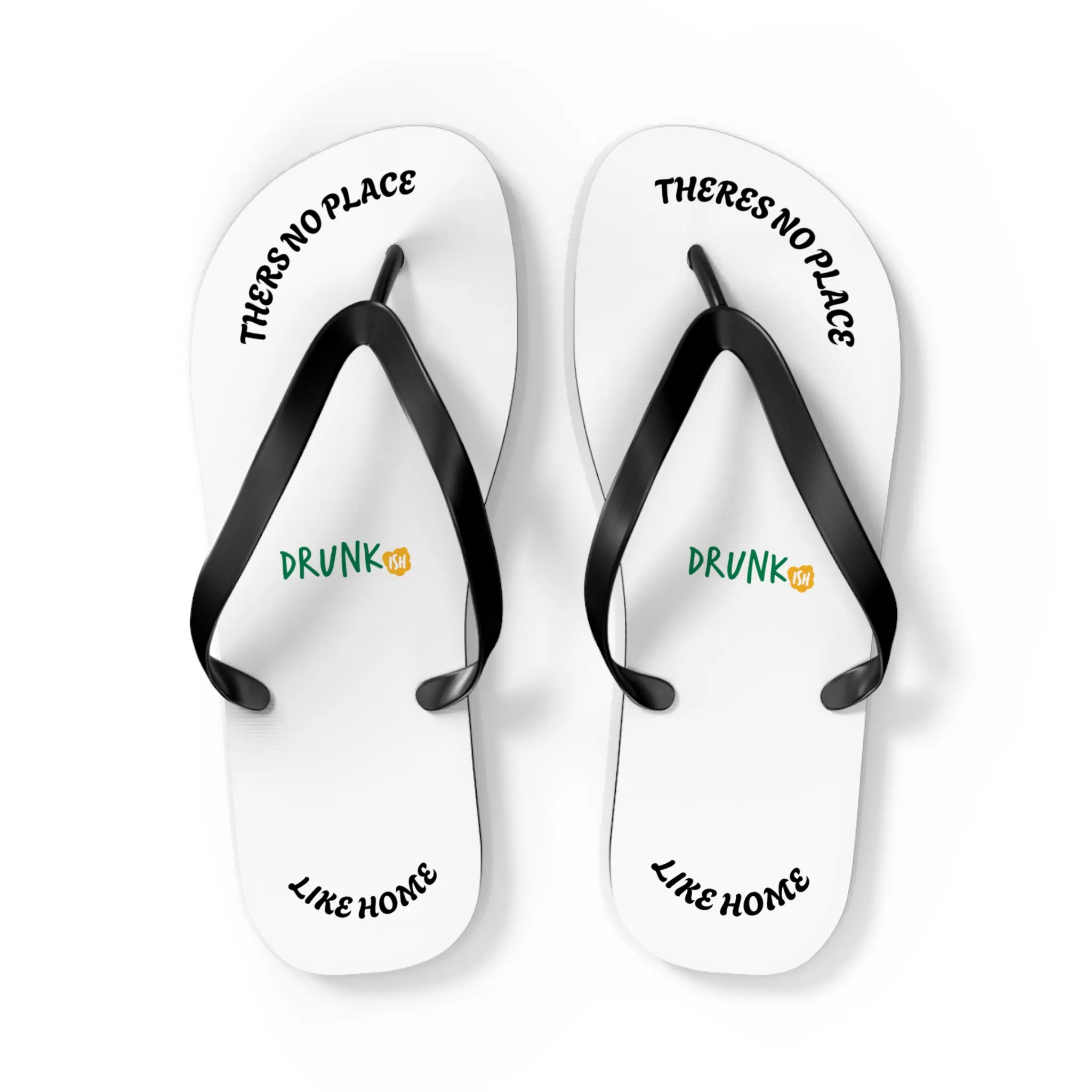 Theres No Place Like Home flip flops | Drunk emoji beach sandals