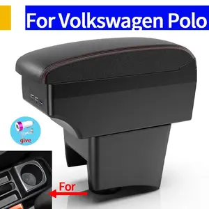For Volkswagen POLO Armrest new For VW POLO Mk5 6R Vento Car Armrest box Interior Parts Storage Box Car Accessories 2012-2018USB