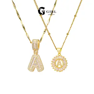 GGIRL Letter Necklace 18k Gold Plated Bling Dainty Necklaces Trendy Chunky Necklace Personalized Round Circle Pendant Zirconia Letters Name Crystal for Women 26 Alphabet Necklace Fashion Jewelry Gift for Holiday Haul Christmas Birthdays Anniversaries