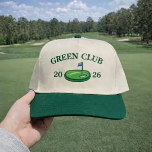 Embroidered Golf Cap, Green Club Hat 2026, Preppy Golf Hat, Minimal Golf Embroidery, Custom Golf Cap, Golf Gift for Her, Dad Hat