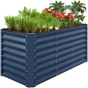 Best Choice Products 4x2x2ft Outdoor Metal Raised Garden Bed, Planter Box for Vegetables, Flowers