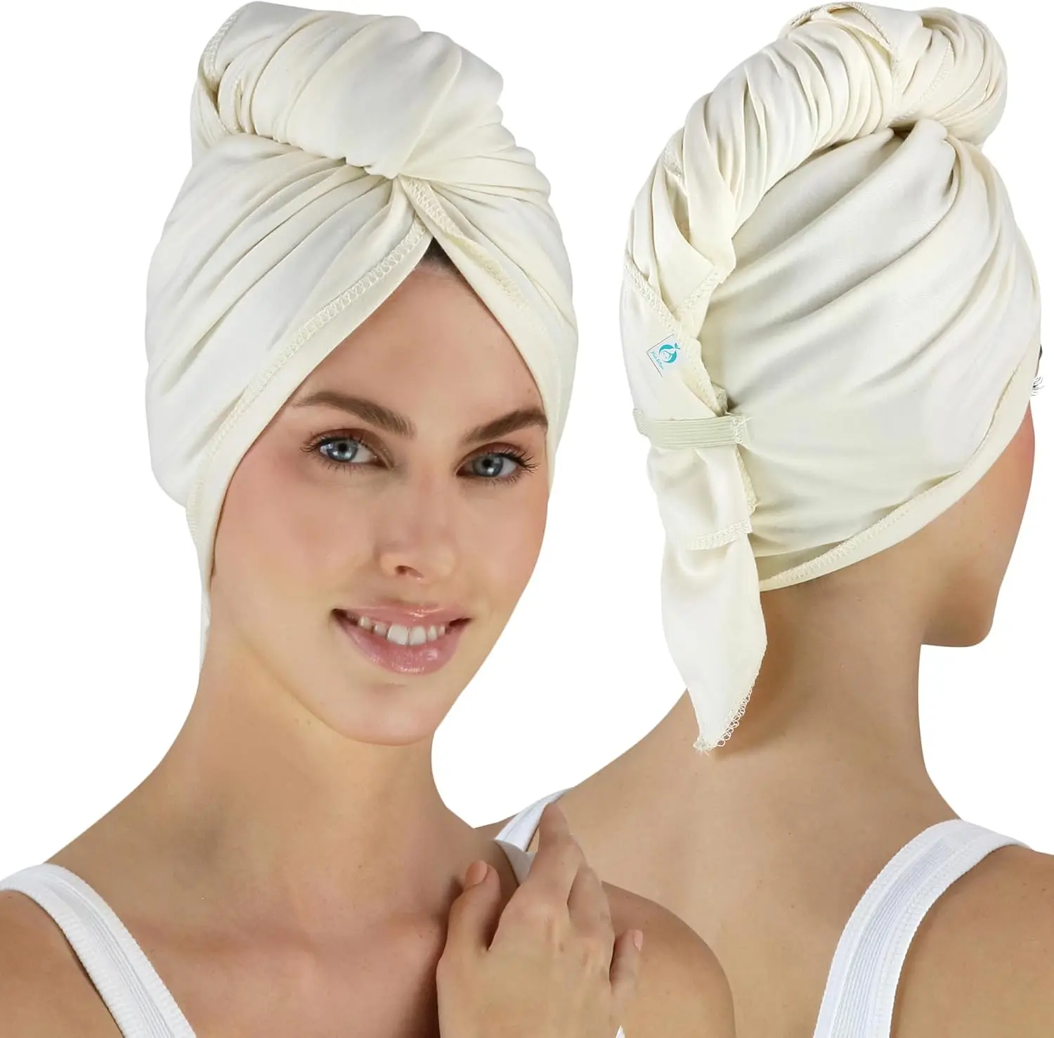 Anti Frizz  Cotton  Towel Wrap, Wet  Towel Wrap for Women, Plop Scrunch Curly, Wavy, Straight , Not Processed, Dyed, or Bleached (Greige, , 21 x 44)