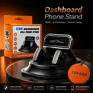 Universal Dashboard Car Phone Mount, 360° Rotatable Viewing, Strong Vacuum Suction Cup, Stable Anti-Slip Holder for All Mobile Phones — Free Car Air Freshener Included