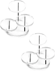Acrylic Display Riser | 3 Tier Jewelry Stand | Round Display Stand | Ring Earring Organizer | Mini Figurines Showcase | Clear Stand 2 Pack