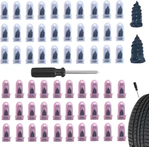 61PCS Tire Repair Rubber Nails Kit with 2 Sizes for Car/Motorcycle/Truck/Tractor, Fast Self-service Screw Rubber Nail Vacuum Tire Puncture Repair Tool