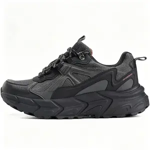 Men's Black Non-Slip Hiking Shoes Breathable Lightweight Thick Midsole Waterproof Suitable for Outdoor Sports