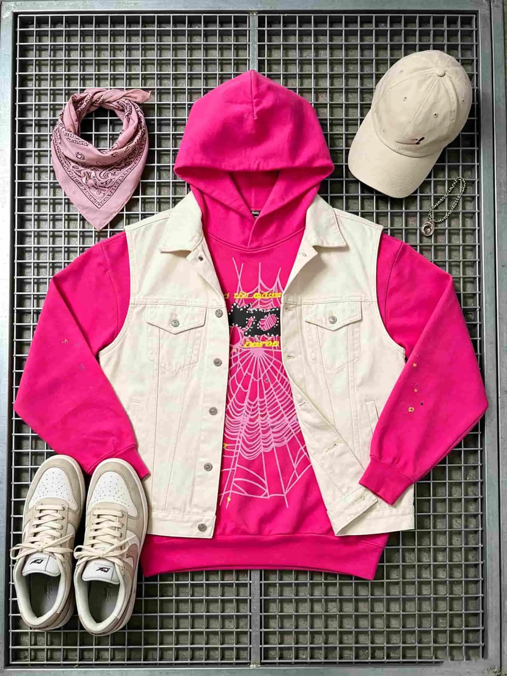 Magenta Men's Casual Unisex Spider & Slime Print Hoodie, Short-Sleeve Fashion Sweater Top Jeans Casual Pullover Sweatshirts Menswear Streetwear Outfits Stylish Shoe