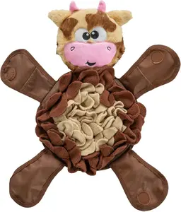 Outward Hound by Nina Ottosson Snuffle Palz Plush Snuffle Mat Dog Treat Puzzle, Non-Slip, Brown, Cow, Large
