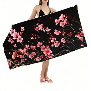 Background Cherry Blossom Print Beach Towel, Soft Quick-Dry Luxurious Lightweight Large Size, Perfect for Pool Travel Camping Yoga Fitness, Fitness Sessions