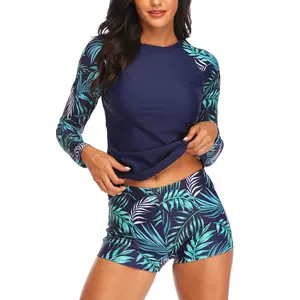 Daci Women Two Piece Rash Guard Long Sleeve Swimsuits UV UPF 50+ Swim Shirt Bathing Suit with Boyshort Bottom  SwimWeek  summervibes