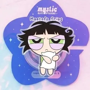 Grumpy Sleeping Girl Magneticphonegrips – Tired Mood Cartoon Griptok for Kindleholder, Morning Person Aesthetic Phone Stand, Funny Lazy Girl Accessory.