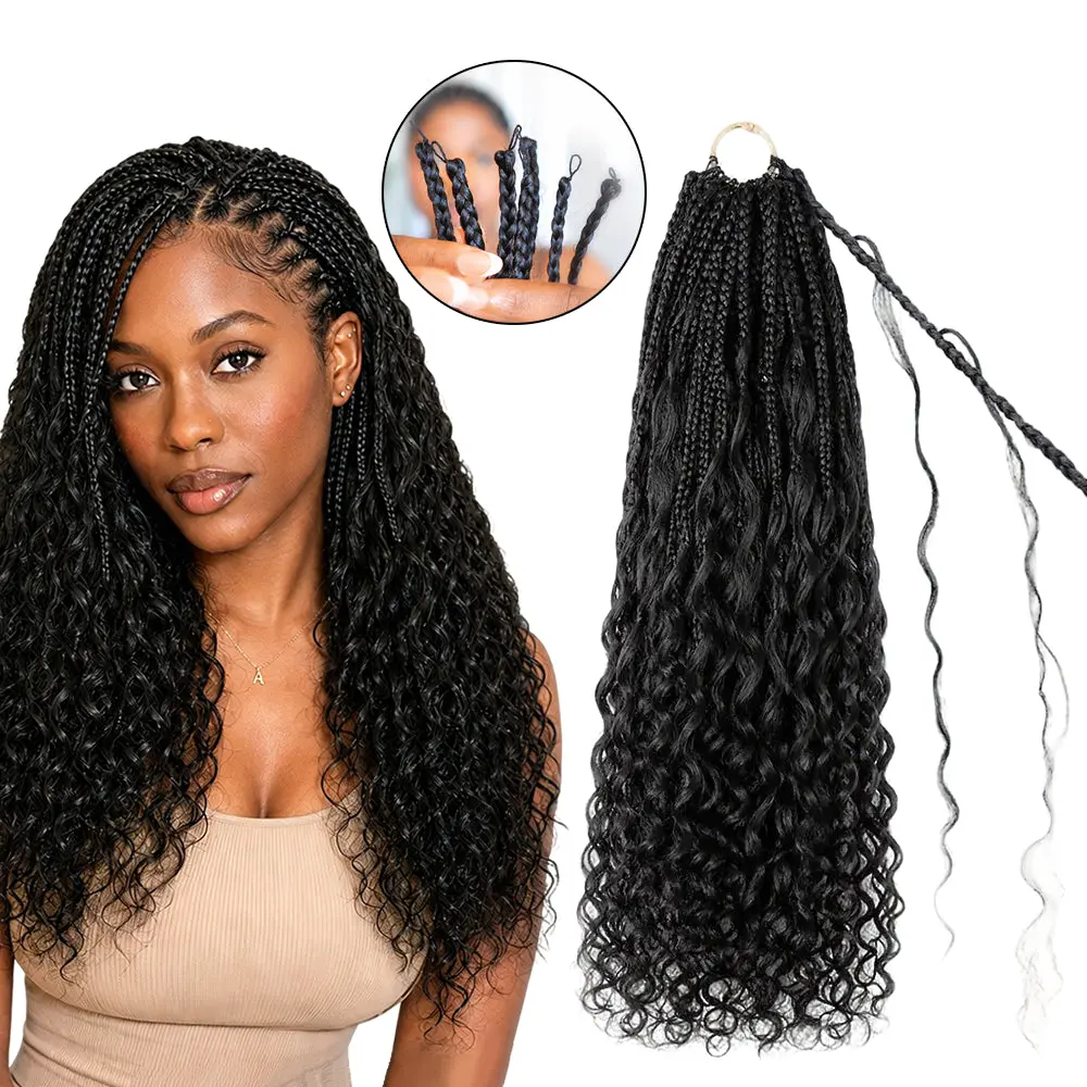 YGwigs Pre-Looped Crochet Miracle Knots Braids with 100% Human Hair Deep Wave Loose Wave Curls 40 Strands Protective Style